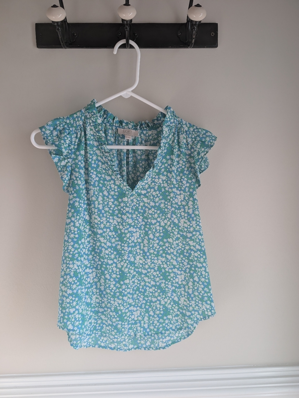Blue and Green Floral Blouse
